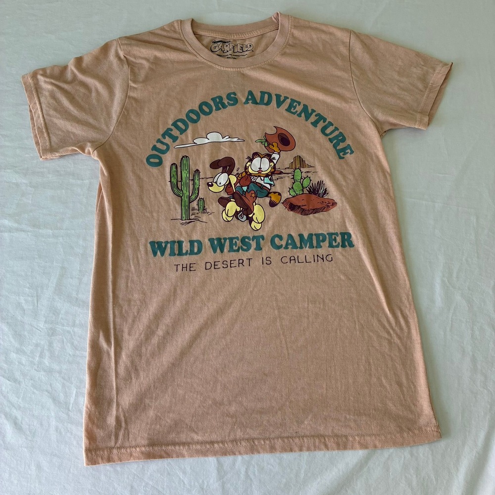 Nickelodeon Garfield Wild West Camper Desert Graphic T-Shirt Tan Small